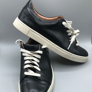Frye Womens 9M Ivy Low Lace Up Sneakers Black Leather Like New